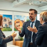 Negotiate real estate deals with a vibrant office and engaging agent.