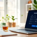 Calculate your ideal weight calculator with a sleek interface displayed on a laptop.