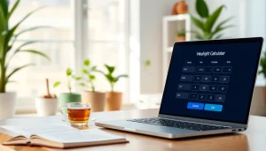 Calculate your ideal weight calculator with a sleek interface displayed on a laptop.