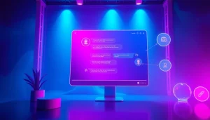 Interactive chat interface showcasing sex chat AI features with modern design and colorful avatars.