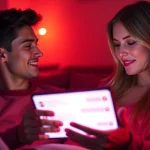 Engaging in ai chat sex through a cozy digital conversation with intimate ambiance.