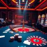 Experience sbobet link alternatif excitement at a luxurious casino table featuring poker and roulette games.