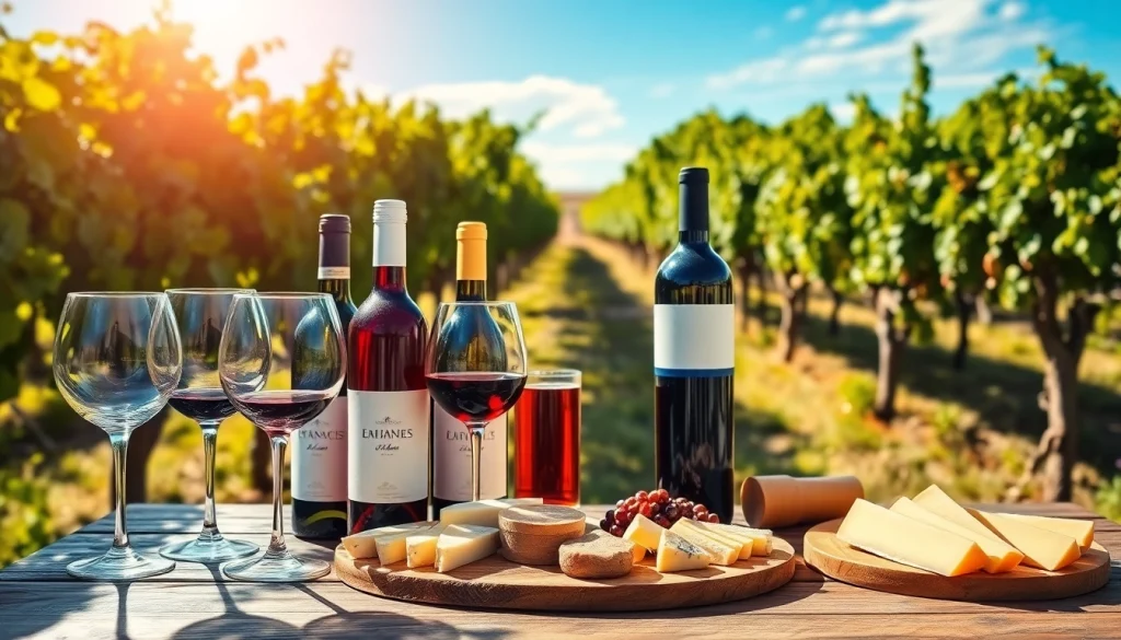 Showcasing a Winery Membership experience with wine bottles and gourmet cheese.