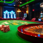 Players engaging at a vibrant casino table showcasing depo 5k excitement with colorful poker chips and cards.