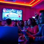 Engaging gaming scene at sbobet.dance featuring diverse players focused on live sports and betting.
