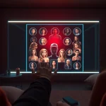 AI sex experiences featuring virtual avatars in a modern, intimate setting.