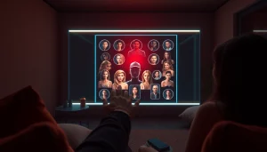 AI sex experiences featuring virtual avatars in a modern, intimate setting.