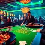 nn88 online gambling scene with vibrant slot machines and poker chips showcasing excitement.