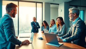 Captivating founder leadership insights from a diverse team in a vibrant office discussion.