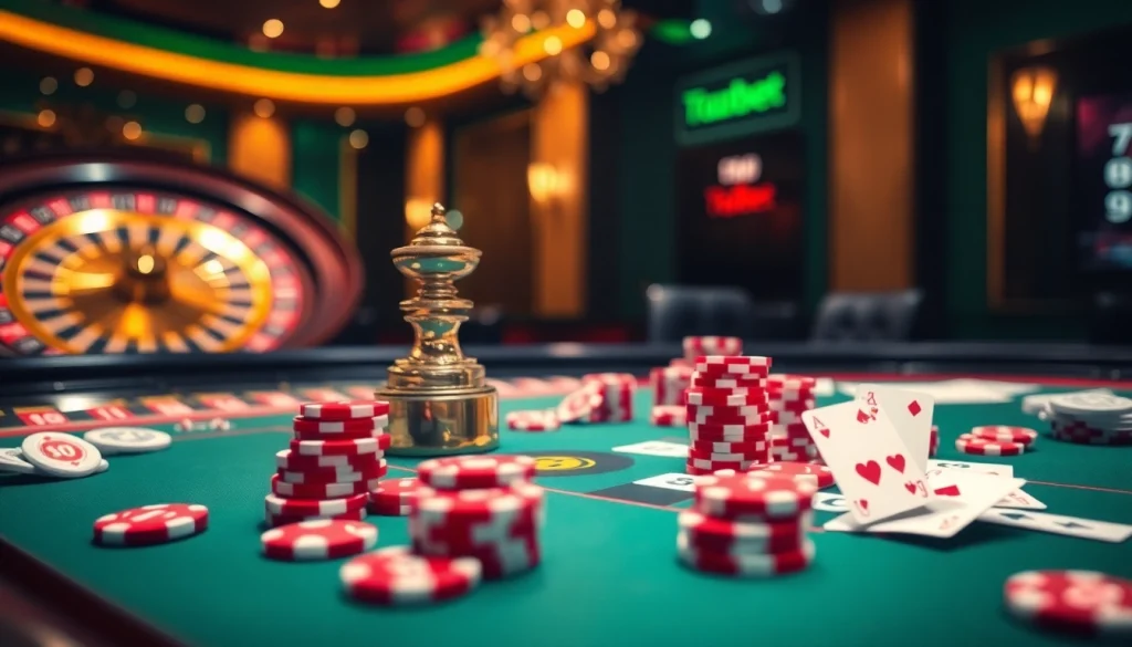 Engage in thrilling gameplay at 7upbet with a vibrant online betting interface featuring poker chips and roulette.