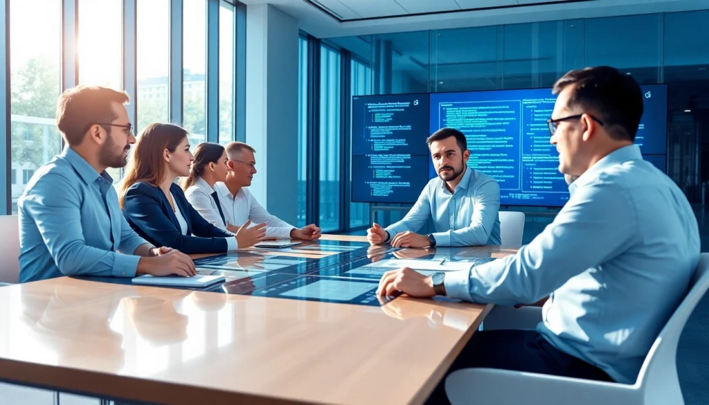 AI consulting company in UK professionals collaborating in a modern office environment.