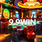 Scene showing players at a casino table actively betting using 99WIN poker chips and roulette.