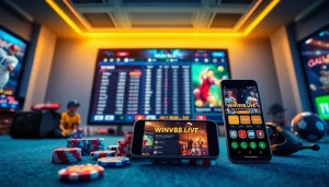 Engaging online gambling scene from winvn88.live showcasing sports betting and casino games.