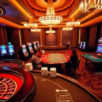 Experience the thrill of AU88 at a luxurious casino with vibrant gaming tables and energetic players.