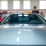 Auto detailing Cleveland TN showcasing a polished car in a bright, organized garage.