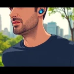Man jogging with Bone X1 Bone Conduction Headphones in a city park.