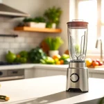 Showcase of an affordable appliance in a cozy kitchen setting, promoting healthy cooking.
