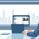 Extract emails from linkedin profiles while a professional works at a modern desk