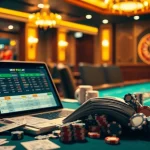 Mix Parlay betting interface showcasing high-stakes gambling excitement with betting slips and poker chips.