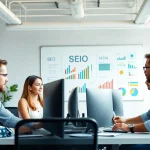 Optimizing seo stuttgart strategies with a professional digital marketing team in an engaging office environment.