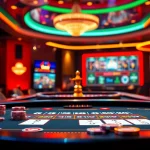 Participez à un gameplay palpitant sur ce site de casino en ligne luxueux avec des jetons de poker et une roulette.