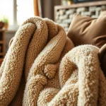 Fleece deken op een knusse stoel, perfect voor een comfortabele sfeer.