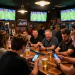 Migliori siti scommesse stranieri showcased through an exciting sports betting scene, patrons engaged in betting activity.