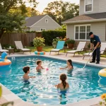 Dolphin Pool Services ensuring family enjoyment with professional maintenance in Virginia's sunny backyard pool