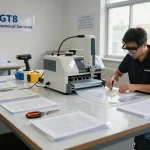 Bóc sổ đỏ ép plastic at GT8 workshop, showcasing technician using advanced technology for safe layer removal.