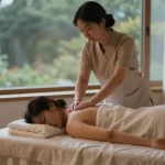 Relaxing 대구스웨디시 massage scene in serene wellness spa with therapist and soft lighting.