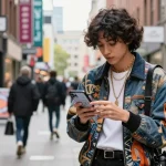 Fashionable shopper exploring stylish outfits at https://shs-dome5.com/ in an urban setting.