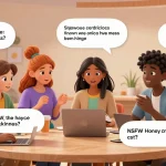 Diverse animated characters engaging in NSFW AI chats, showcasing emotional creativity and fantasy roleplay.