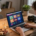 Player enjoying games on non gamstop casinos from a cozy home workspace.