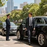 cho thuê xe ô tô hạng sang với chiếc Audi Q8 sang trọng đậu trong một thành phố nhộn nhịp, thể hiện phong cách du lịch cao cấp.