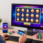 Experiencing the thrill of a credit card casino from home with vibrant game graphics and engagement.