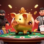 Baccarat888 showcases a lively 3D cartoon scene with dynamic characters engaging in casino activities.