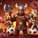 Experience taruhan bola aplikasi excitement with a thrilling sports betting scene featuring dynamic characters and elements.