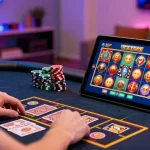 Exciting gaming scene at casinos that take credit cards, featuring a player enjoying online slots on a tablet.
